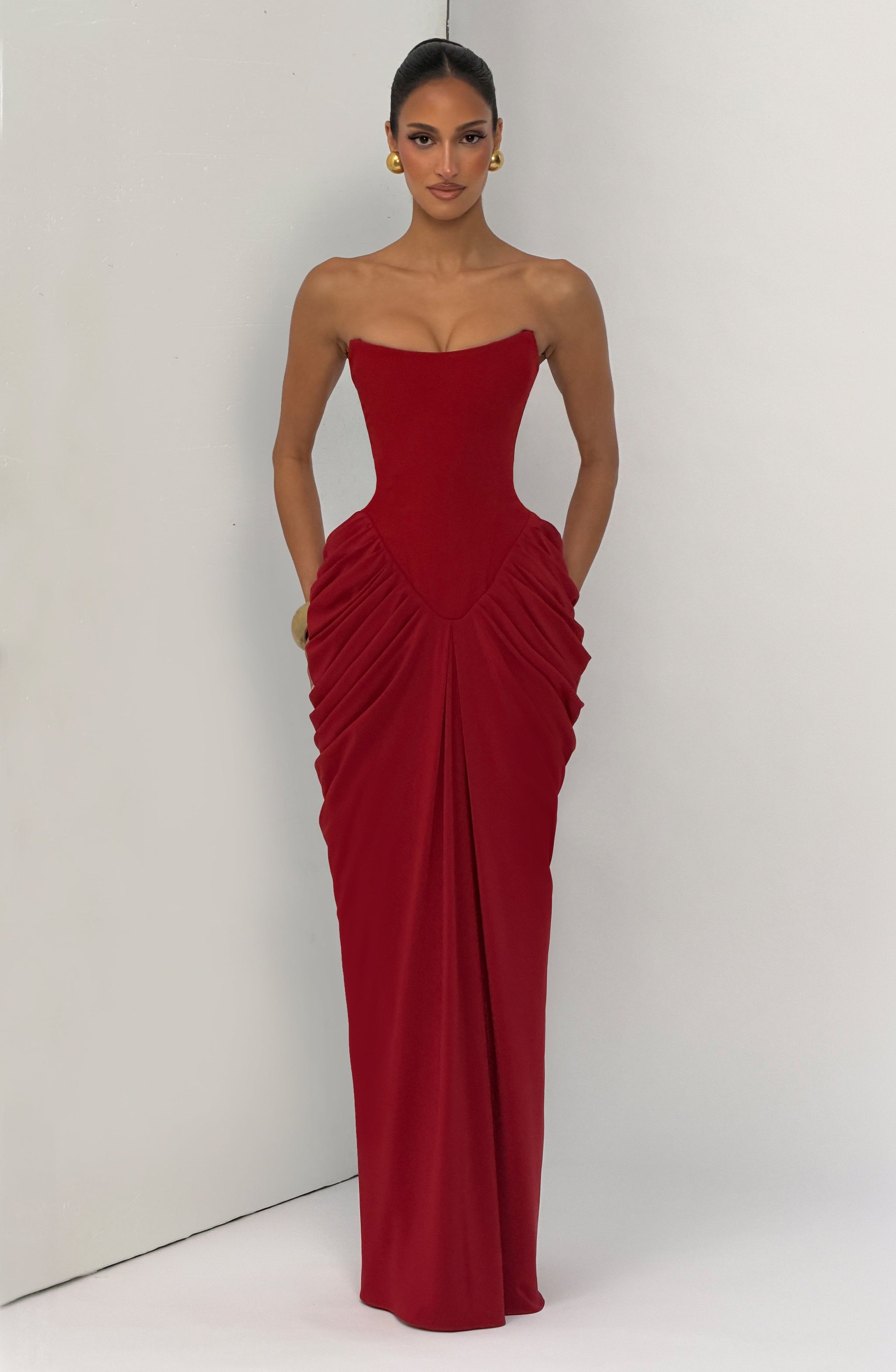 Noura Maxi Dress - Deep Red
