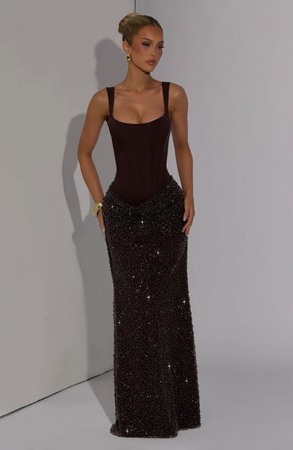 Yeona Maxi Dress - Plum Brown