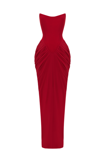 Noura Maxi Dress - Deep Red
