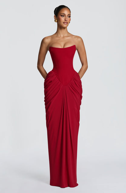 Noura Maxi Dress - Deep Red