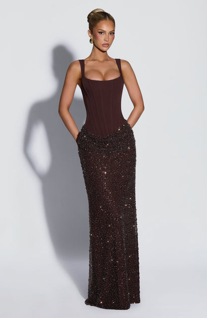 Yeona Maxi Dress - Plum Brown
